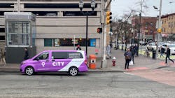 One of Via's vans in Jersey City, N.J. One of Via's vans in Jersey City, N.J.