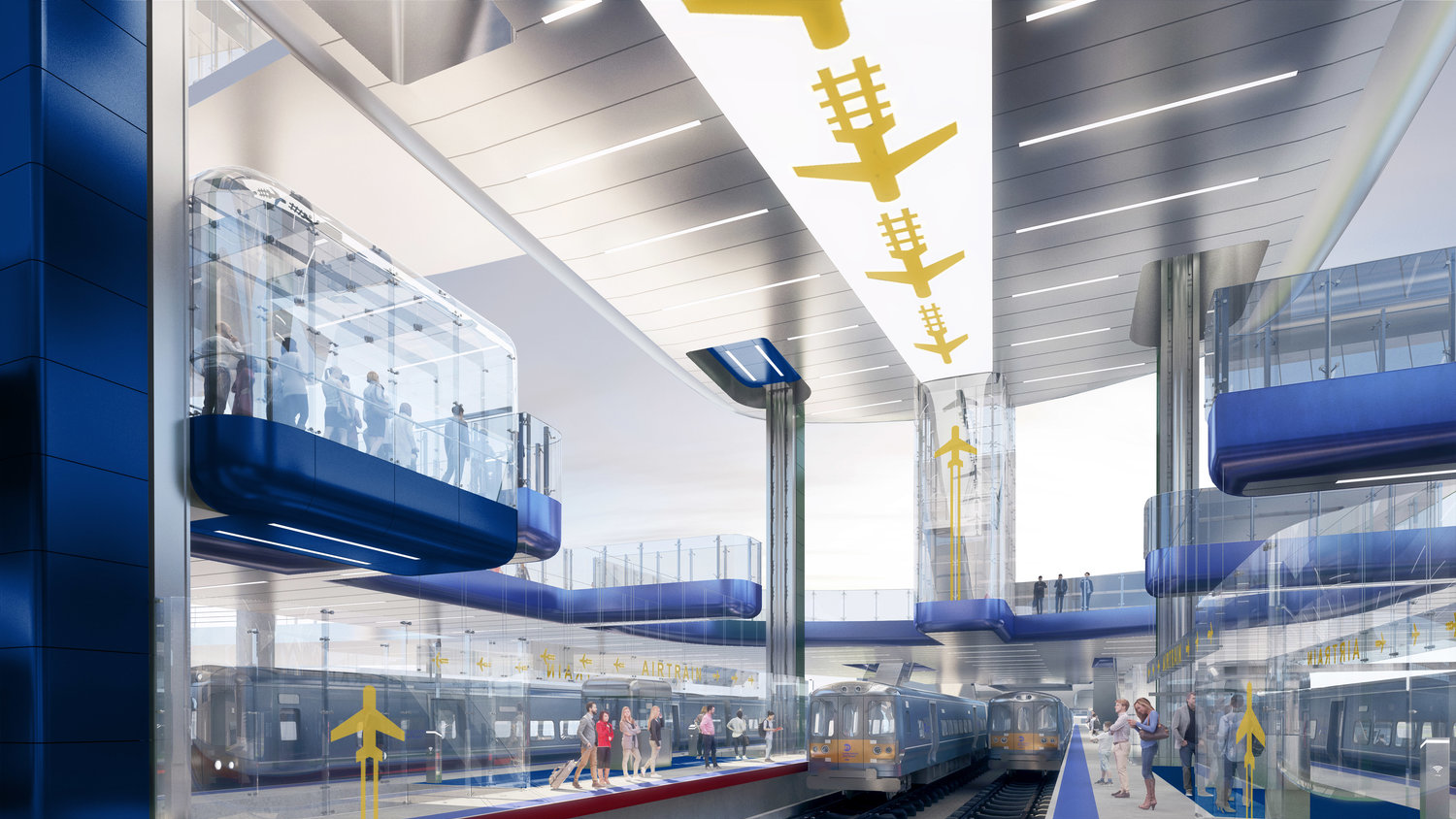 Rendering of the LGA AirTrain and LIRR transfer at Willets Point Station.