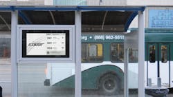 Detroit&apos;s SMART ePaper display on a bus shelter.