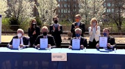 Officials signed agreements for the Transforming Rail in Virginia initiative on March 30 at the Amtrak/VRE station in Alexandria, Va.