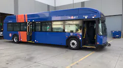 TriMet’s first long-range electric bus, which was manufactured by GILLIG.