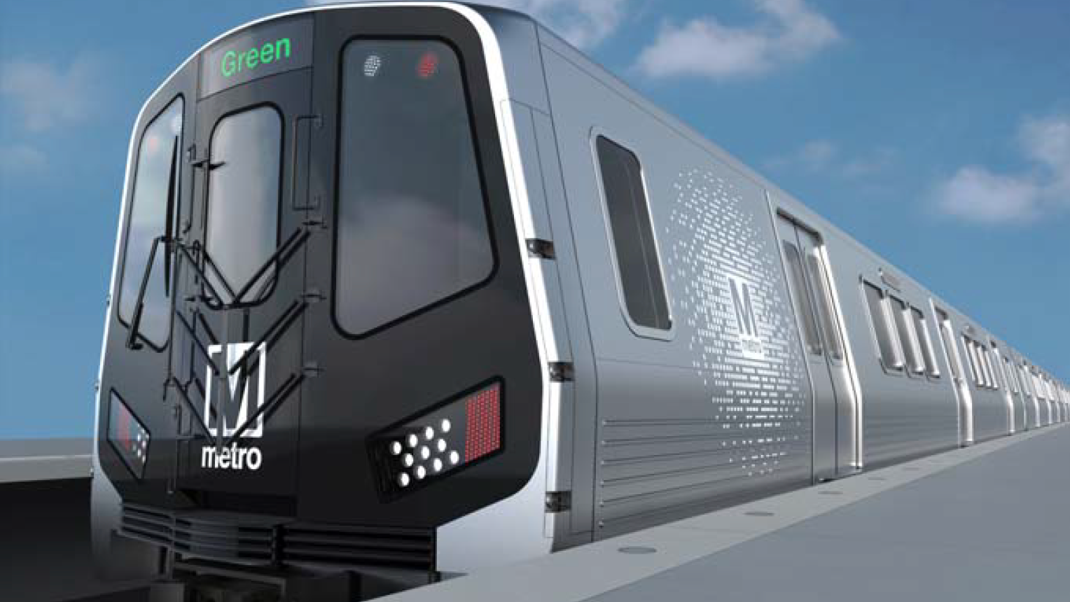 A rendering of the new 8000-series cars that will be built by Hitachi Rail for WMATA.