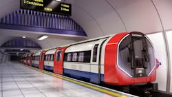 A rendering of a renovated train for London Underground.