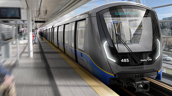 A rendering of the Bombardier-built new SkyTrain cars.