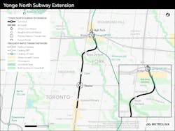 A map of the proposed alignment of the Yonge North Subway Extension. A map of the proposed alignment of the Yonge North Subway Extension.