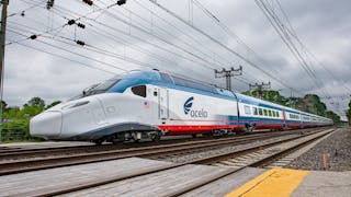 A new ACELA train undergoing tests on the Northeast Corridor.