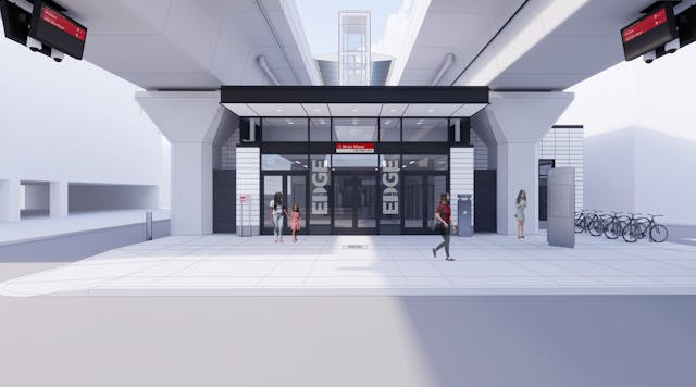 Rendering of the future Bryn Mawr Red Line station.