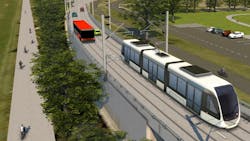 Rendering of the KC Streetcar Riverfront Extension. During the last round of BUILD grant awards, now called RAISE grants, transit projects benefited from more than $220 million in funding including KC Streetcar&rsquo;s Riverfront Extension.