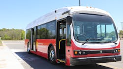One of two battery-electric transit buses the Cherokee Nation unveiled on April 19.