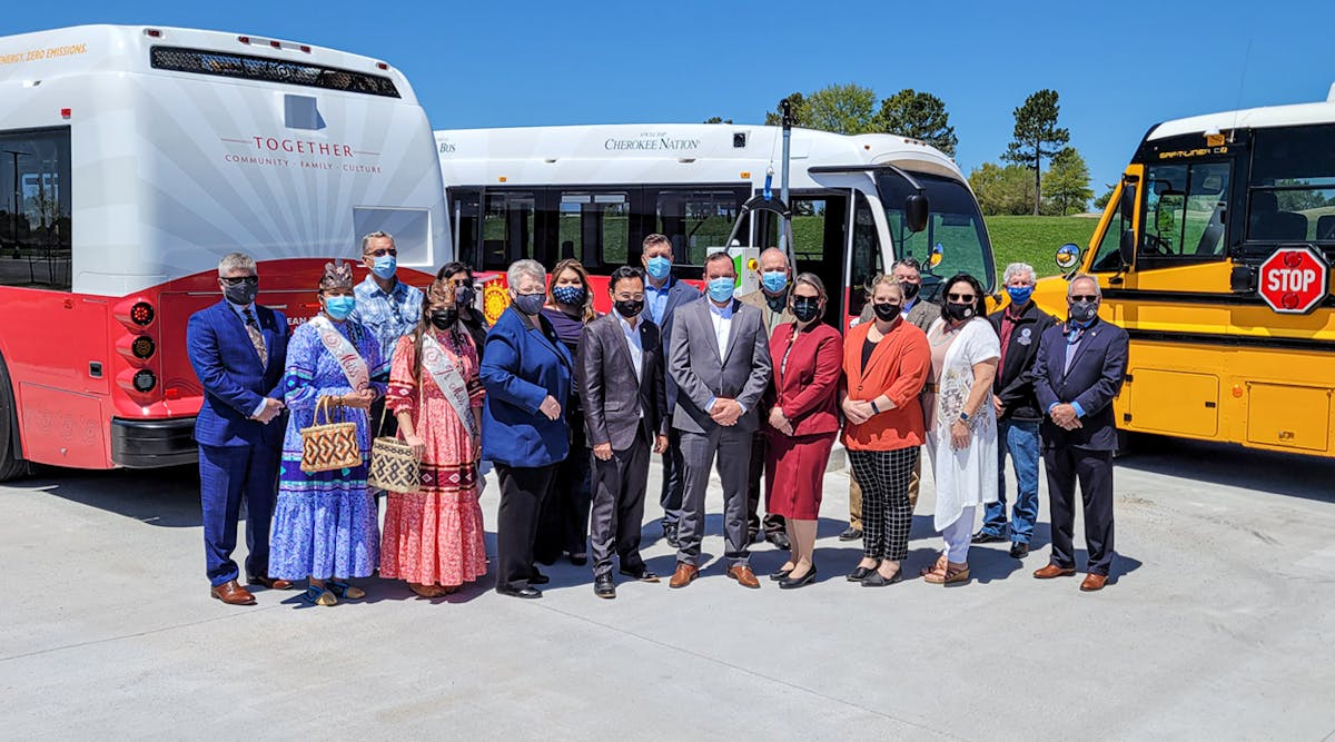 The Cherokee Nation rolled out two electric transit buses and one electric school bus as part of its week long celebration of Earth Day.