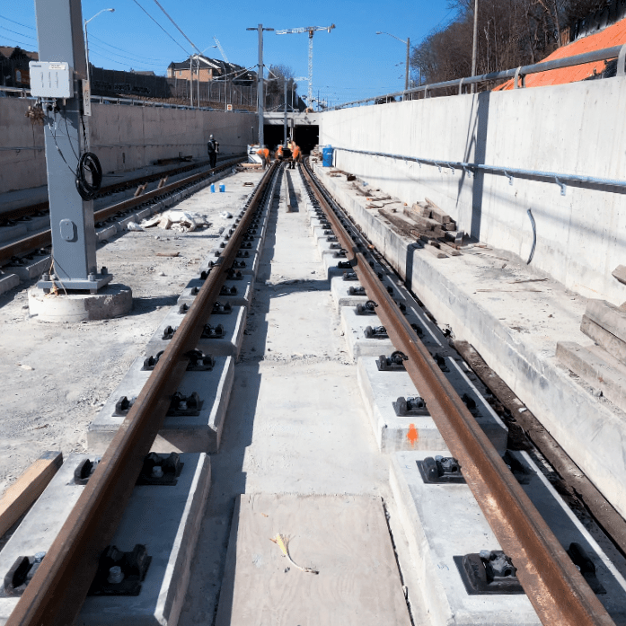 A look at the new rail work at the Brentcliffe Portal.