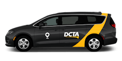 A mock up showing the branding of the vans that would be used for DCTA's GoZone on-demand service. A mock up showing the branding of the vans that would be used for DCTA's GoZone on-demand service.