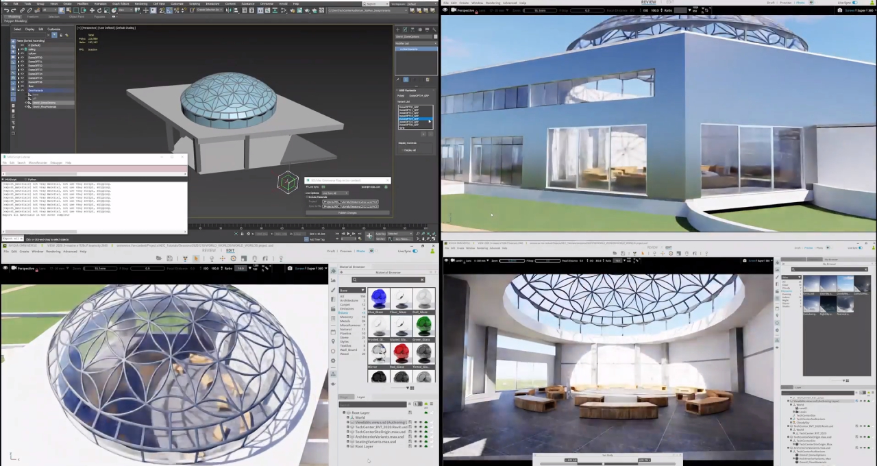NVIDIA Omniverse fundamentally transforms 3D workflows, uniting users, design tools, and assets in a shared virtual space and enabling real time collaboration. This demo showcases four users spread across geographies, collaborative designing, building and iterating on a single architecture and engineering scene using different industry applications.