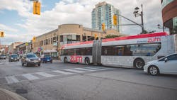 Of the more than 450 Brampton Transit buses that will see new CAD/AVL systems installed, more than 80 will be articulated buses. Of the more than 450 Brampton Transit buses that will see new CAD/AVL systems installed, more than 80 will be articulated buses.