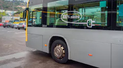 A bus outfitted with Michelin's X Incity EV Z tires, which were designed for electric buses.