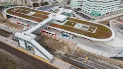 The new Kipling Transit Hub offers connections between GO Transit, MiWay and TTC and features a 48,000-square-foot green roof.
