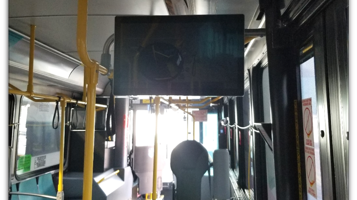 One of two LCD screens included in the new audiovisual information system.