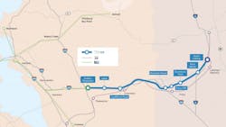 A map showing the proposed Valley Link rail project. A map showing the proposed Valley Link rail project.