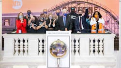 To celebrate the return of subway service, MTA leadership and frontline workers rang the New York Stock Exchange opening bell on May 17. To celebrate the return of subway service, MTA leadership and frontline workers rang the New York Stock Exchange opening bell on May 17.