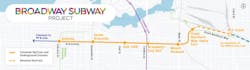 A map of the Broadway Subway Project. A map of the Broadway Subway Project.