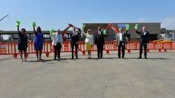 June 21, 2021 -- Officials gather to celebrate the beginning of work on the Airport Metro Connector station that will serve as the transfer point between the Metro system and the LAX Automated People Mover. June 21, 2021 -- Officials gather to celebrate the beginning of work on the Airport Metro Connector station that will serve as the transfer point between the Metro system and the LAX Automated People Mover.