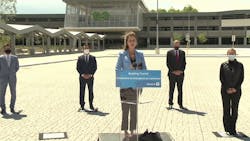 Minister Mulroney speaks during a virtual press conference June 16 announcing the June 28 opening of the Bloomington GO Transit Station, which can be seen in the background. Minister Mulroney speaks during a virtual press conference June 16 announcing the June 28 opening of the Bloomington GO Transit Station, which can be seen in the background.