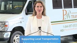 Ontario Minister of Transportation Caroline Mulroney speaks at an event in Prescott and Russell United Counties in Ontario to announce an additional C$14 million in funding for transportation in small and rural communities.