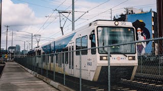 A file image of a TriMet MAX train. Extreme heat overhead wires to expand and sag.