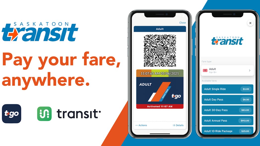 Saskatoon Transit, Masabi and Transit app launch new TGo fare payment