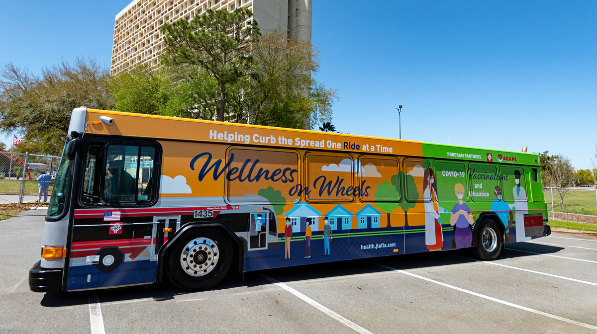 Jacksonville Transportation Authority partnered with Agape Family Health to launch &ldquo;Wheels to Wellness,&rdquo; a mobile vaccination clinic using transit buses in areas with gaps in health equity.