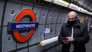 BAI Communications UK CEO Billy D&apos;Arcy at TfL&apos;s Westminster station.