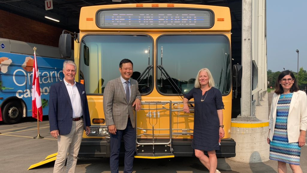 Left to right, Hamilton Mayor Fred Eisenberger, Ontario Associate Minister of Transportation Stan Cho, Canada's Minister of Infrastructure and Communities Catherine McKenna and Canada's Minister of Labour and Member of Parliament for Hamilton West&mdash;Ancaster&mdash;Dundas Filomena Tassi.