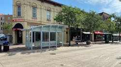 An existing bus shelter on State Street. An existing bus shelter on State Street.