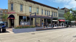 An updated rendering shows the East-West BRT shelters on State Street will be the same size as the existing shelters. An updated rendering shows the East-West BRT shelters on State Street will be the same size as the existing shelters.