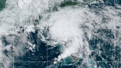 Satellite image shows Tropical Storm Elsa just off the west coast of Florida.