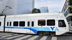 A Santa Clara VTA light-rail train moves in downtown San Jose in this file image. The transit authority is working to restore service to its light-rail system by the end of July.