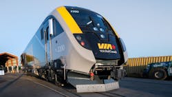 One of VIA Rail Canada's new locomotives delivered as part of the rail service's fleet renewal program. One of VIA Rail Canada's new locomotives delivered as part of the rail service's fleet renewal program.