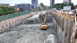 Excavators make progress on the Hurontario LRT project construction at Port Credit GO. Excavators make progress on the Hurontario LRT project construction at Port Credit GO.