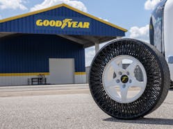 A Goodyear non-pneumatic (airless) tire (NPT).
