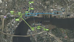 A map of the Bay Street Innovation Corridor.