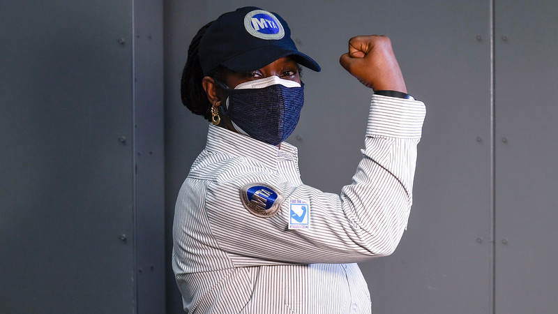 MTA employee Tracy Chester received the COVID-19 vaccine at the Jacob K. Javits Center in January 2021.