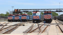 Metra trains in a yard: U.S. commuter rail operators, like Metra, are facing a hardening liability insurance market, which is prompting industry advocates to ask for federal action. Metra trains in a yard: U.S. commuter rail operators, like Metra, are facing a hardening liability insurance market, which is prompting industry advocates to ask for federal action.