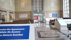 Work to restore Newark Penn Station's benches has already started. Work to restore Newark Penn Station's benches has already started.