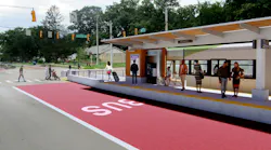 A rendering of the Richardt Station as part of IndyGo's future Purple Line BRT route.