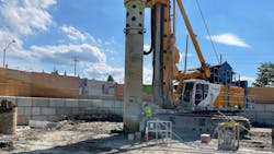 A secant pile drilling underway at the launch shaft on the northeast corner of Sheppard and McCowan. A secant pile drilling underway at the launch shaft on the northeast corner of Sheppard and McCowan.