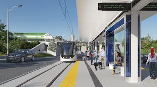 A rendering of the Hurontario LRT project at the future Cooksville GO Station.