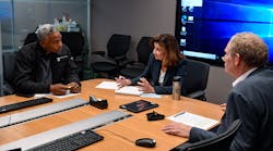 New York Gov. Kathy Hochul, center, speaks with MTA Senior Vice President of Subways Demetrius Crichlow, left, and Acting MTA Chair &amp; CEO Janno Lieber, right, on Aug. 30 to discuss the Aug. 29 breakdown of power that affected subway service.