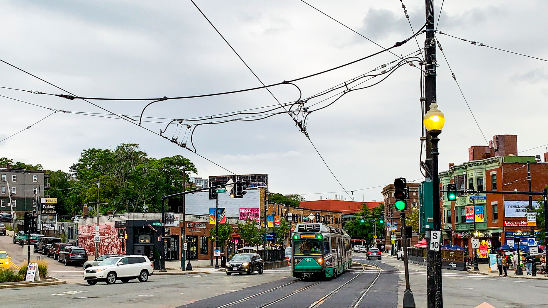 Green Line test train prior to resuming service.