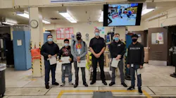 DTECH program graduates from left: Kevin Cervantes, Jhanny Sanchez, Alfredo Tevillo-Sanchez, DTECH Instructor Jon Paul Mitchell, Blake Saunders and Dave Dang.