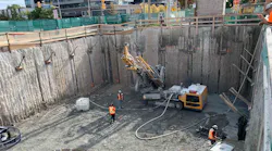 Crews work on the push box site.